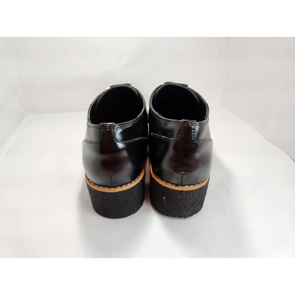 ebecca Minkoff Black Leather Platform Lace Up Shoes‎ Women Size 7M metal deco - Picture 5 of 10